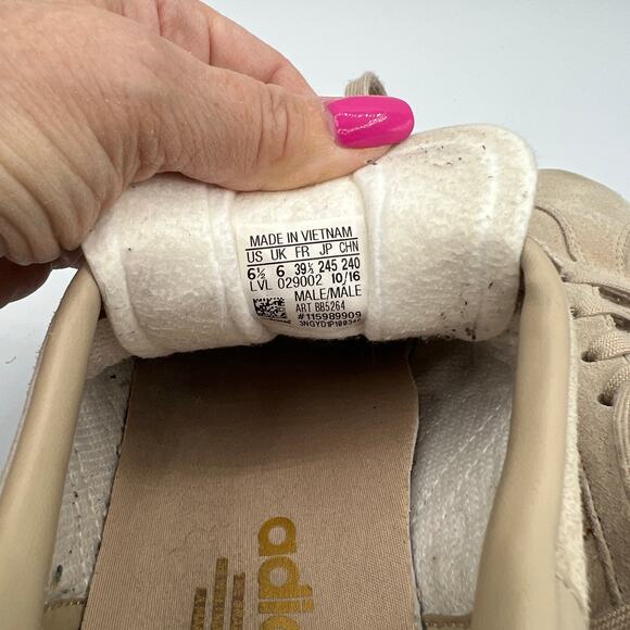 Adidas Gazelle Sneakers Beige Tan Suede Gum Sole 6 1/2 Men Classic Retro 90s Low - Picture 6 of 14